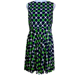 Donna Morgan spearmint preppy geometric fit & flare sleeveless career dress 8